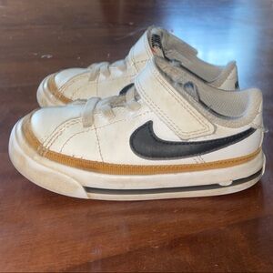 Nike Kids White and Black Sneakers with Tan Accents